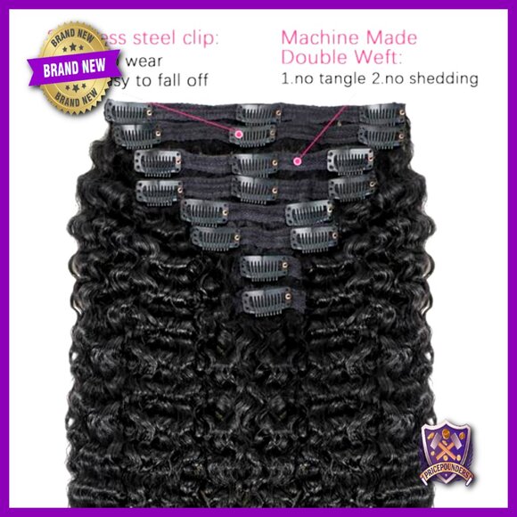 18 Inch Brazilian Virgin Human Hair Clip In Extensions Curly Full Thick main image 2